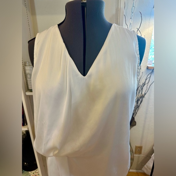 Dolan Anthropologie Left Coast White Sleeveless Satin Front Burnout Back Sz L - Picture 2 of 9